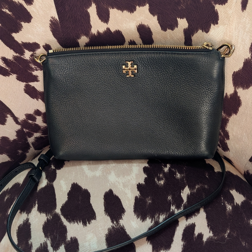 Tory Burch Black Crossbody Bag with Gold Accents